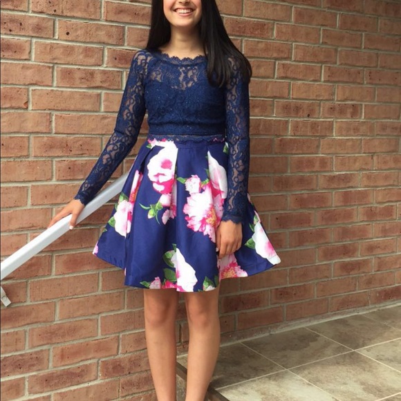 2 PC LACE FLORAL DRESS - Picture 1 of 7